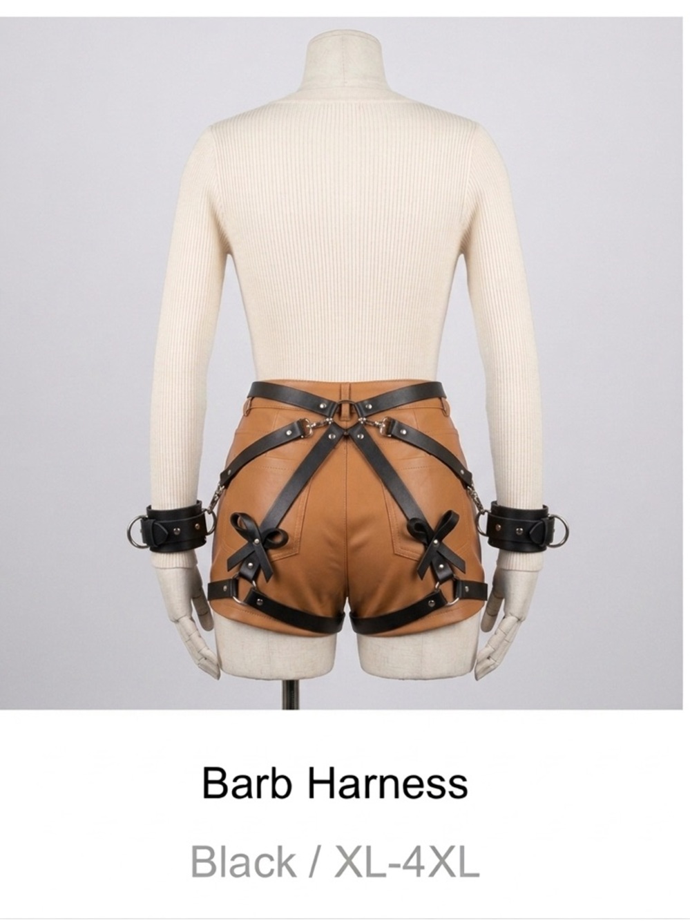 Leather Harness- Black Straps - Does Not Come With Tan Shorts or Wrist Cuffs